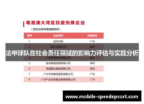 法甲球队在社会责任领域的影响力评估与实践分析
